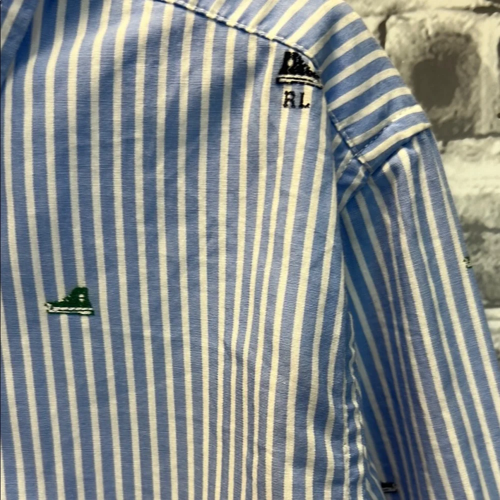 Boy's Ralph Lauren Blue Casual Button Down‎ Shirt with Stripes